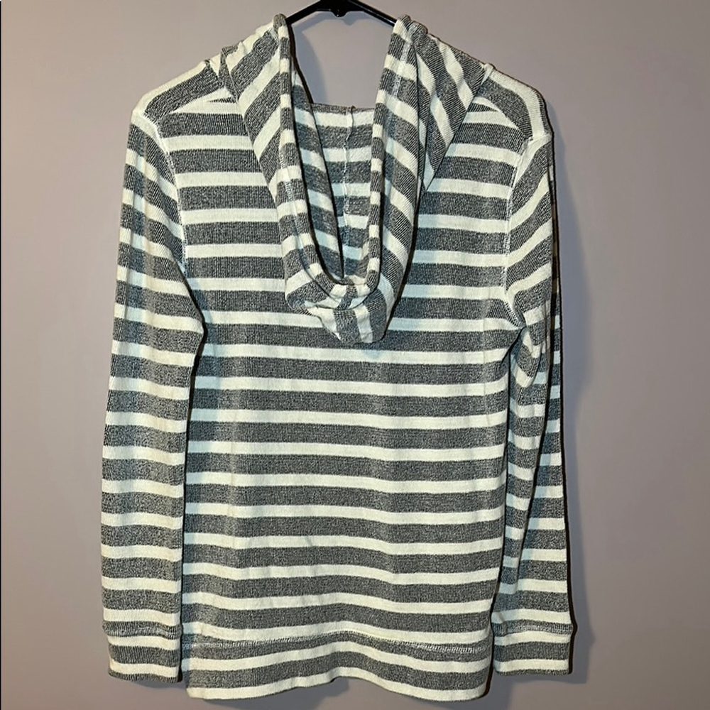 Billabong Striped Hoodie Gray White Pullover Surf Style S - Picture 5 of 6